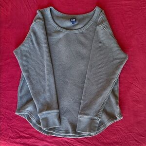 GAP Charcoal Waffle Knit Long Sleeve Shirt